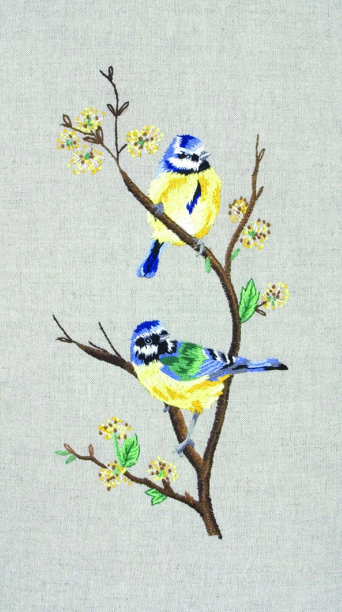 Anchor Blue Tits Embroidery Kit - 20 x 38cm