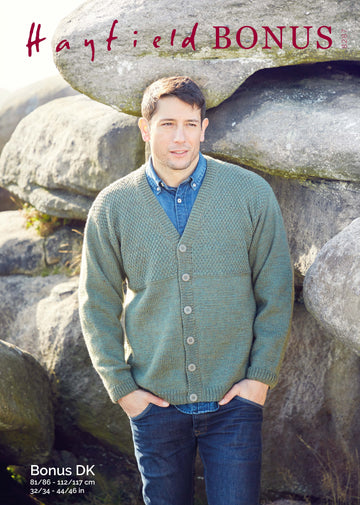 V-Neck Cardigan in Hayfield Bonus DK - 8287 - Downloadable PDF