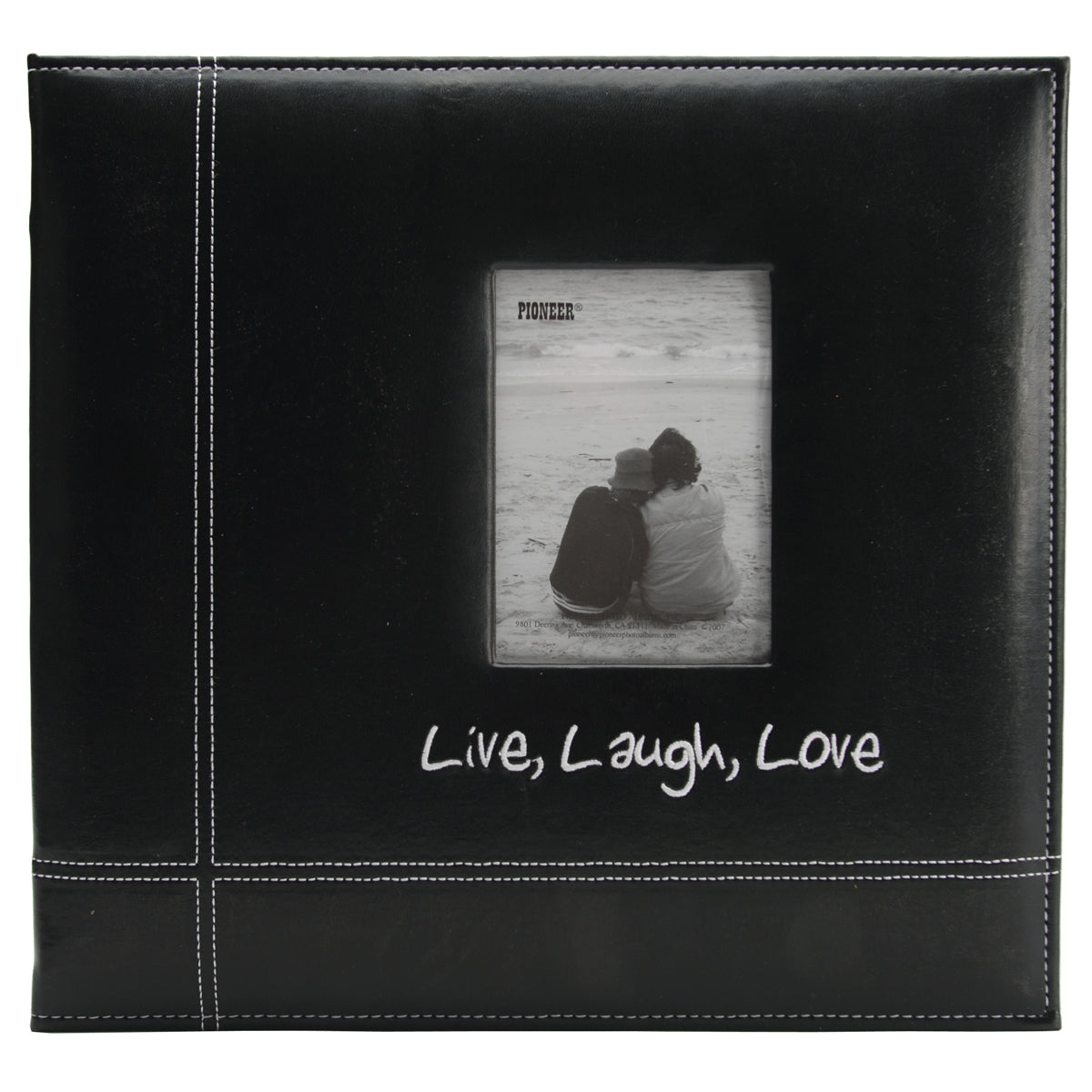 Pioneer Embroidered Leatherette Post Bound Album 12"X12" - Live, Laugh & Love - Black