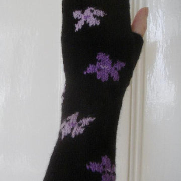 Star-flower long fingerless mitts