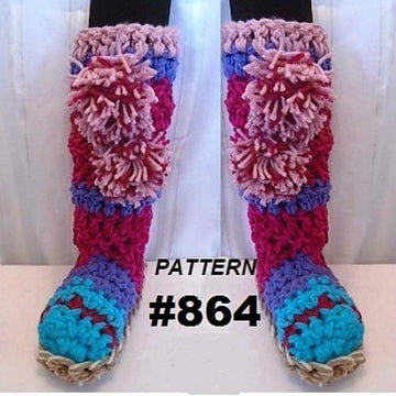 864- Multicolor Pinkish Boot Slippers