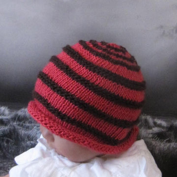 Baby Simple Stripe Roll Brim Beanie Hat