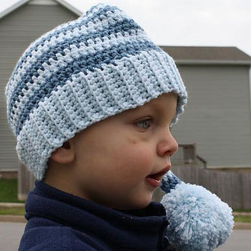 Crocheted Stocking Hat with Ribbed Edge