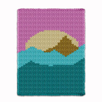 Finger Knitting Pattern Mountain Nature Scene Knit Blanket