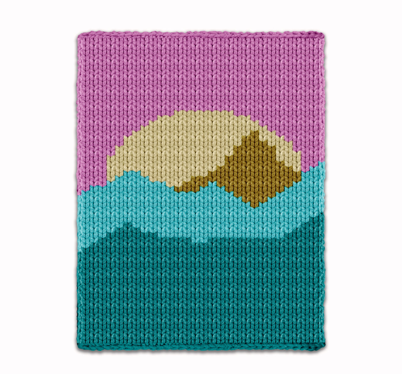 Finger Knitting Pattern Mountain Nature Scene Knit Blanket
