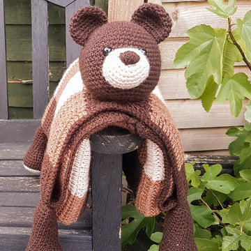 3in1 Woodland Bear Folding Baby Blanket Toy Lovey