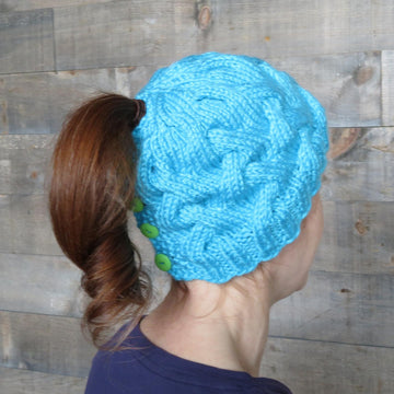 Cozy Cables Ponytail Hat