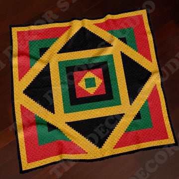 C2C CROCHET PATTERN Kaleidoscope Rasta Blanket Black Yellow Red Green Afghan