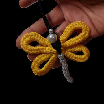 Crochet Football & Dragonfly key chain