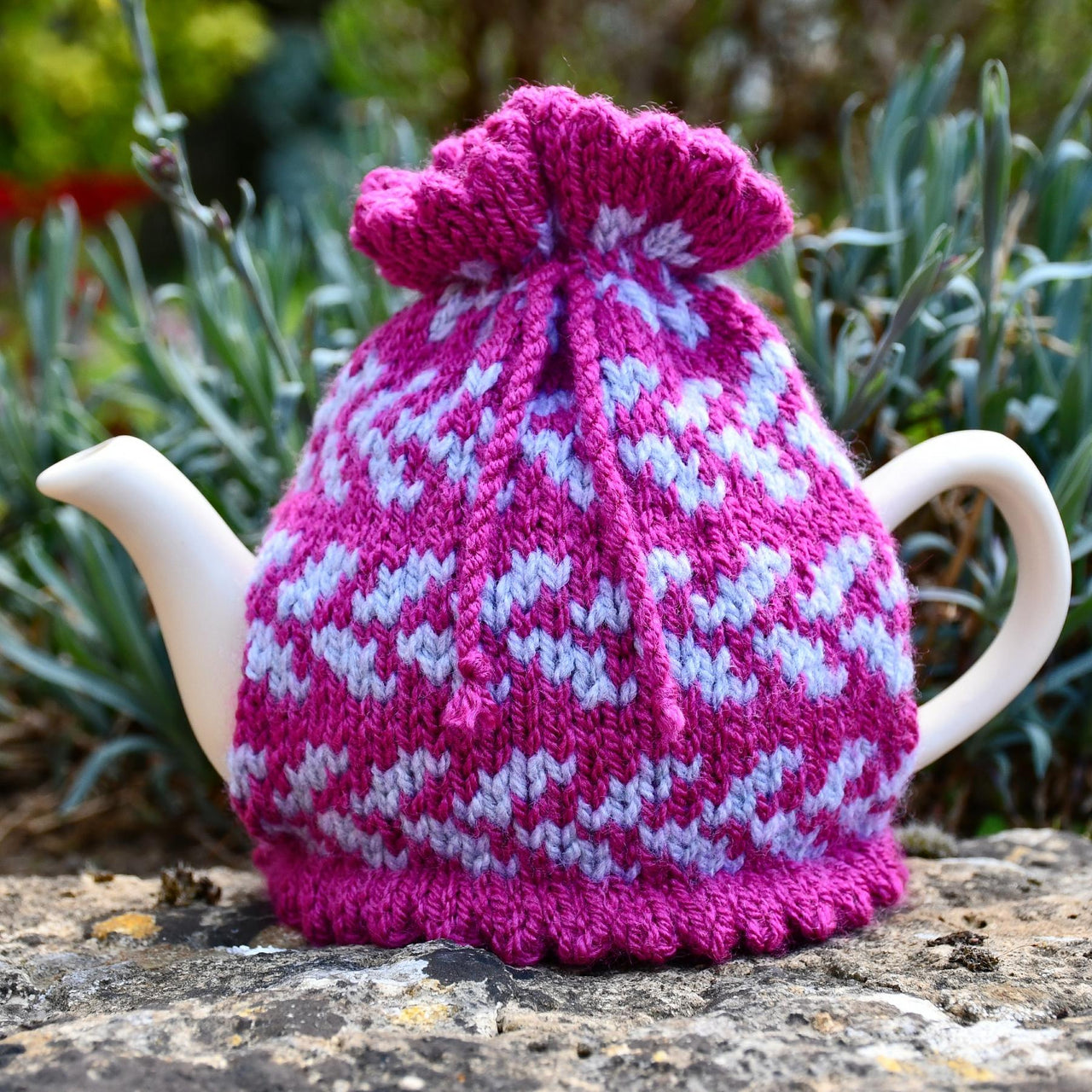 Boysenberry Fair Isle 2 Cup Teapot Cosy Knitting Pattern
