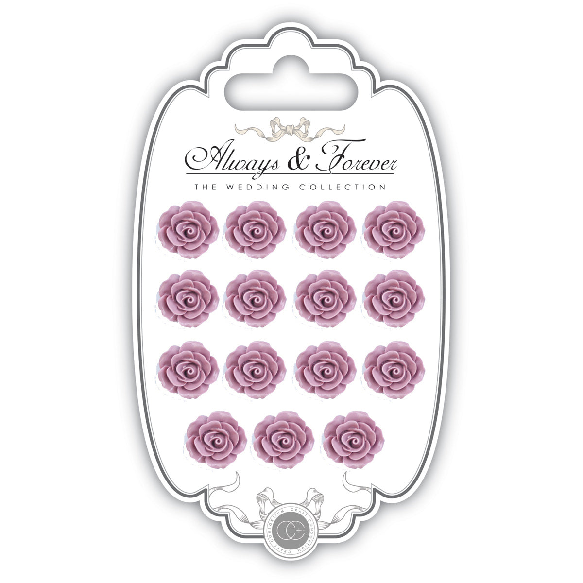 Craft Consortium Always & Forever Resin Flowers 15/Pkg - Mauve