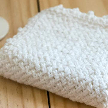 Diagonal Basket Weave Washcloth with Picot Edge