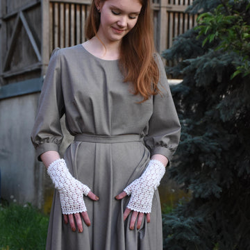 Polina crochet lace fingerless mittens