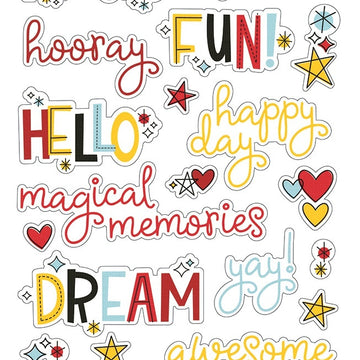 Simple Stories Say Cheese 4 Chipboard Word Stickers 6"X12" - 564462