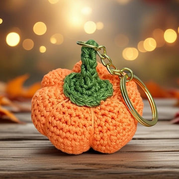 Pumpkin Keychain Crochet Pattern (PDF + Video Tutorial) – Beginner