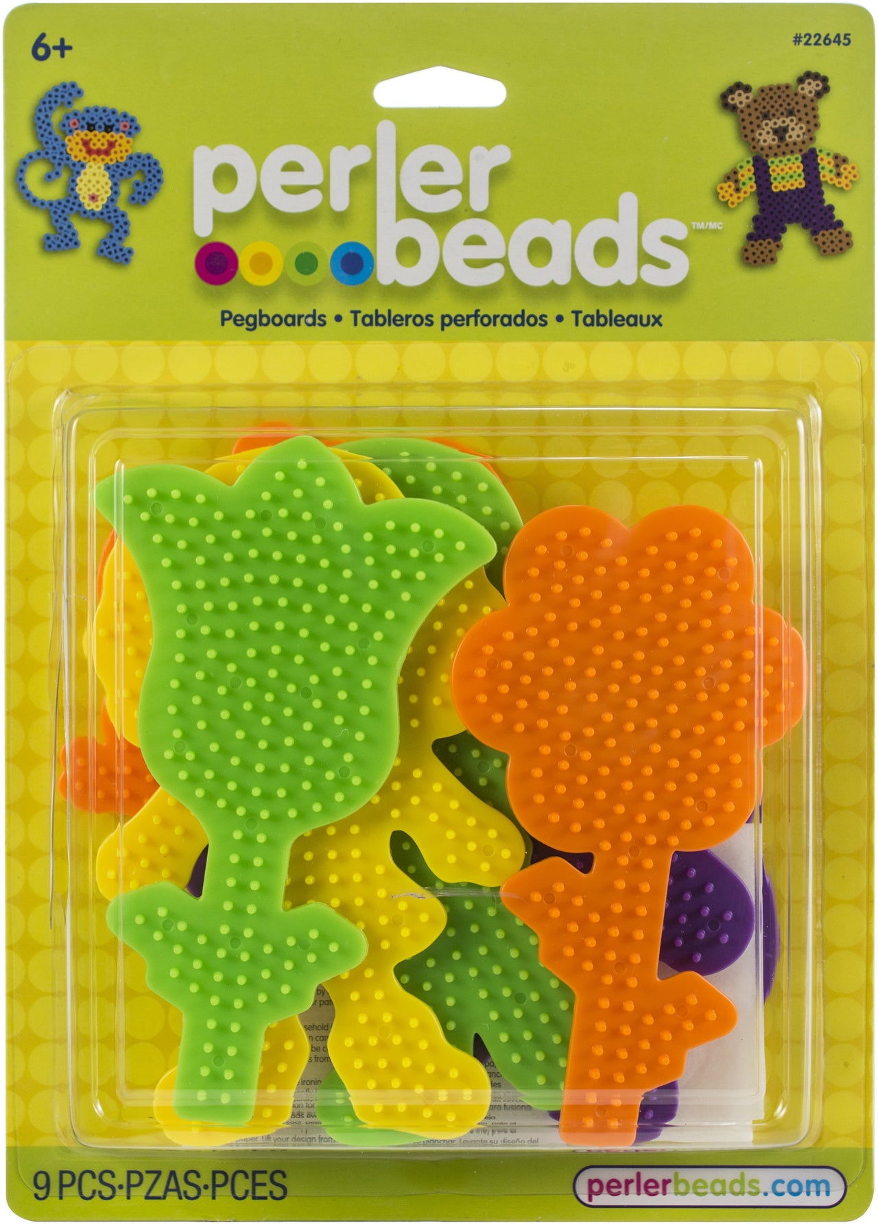 Perler Fun Fusion Pegboards 7/Pkg - Boy/Girl/Bear/Monkey/Butterfly/2 Flowers