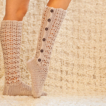 Knee High Buttoned Socks