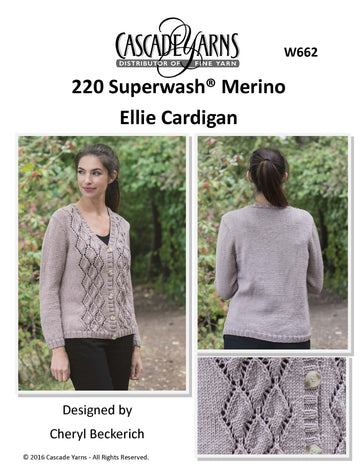 Ellie Cardigan in Cascade Yarns 220 Superwash® Merino  - W662 - Downloadable PDF