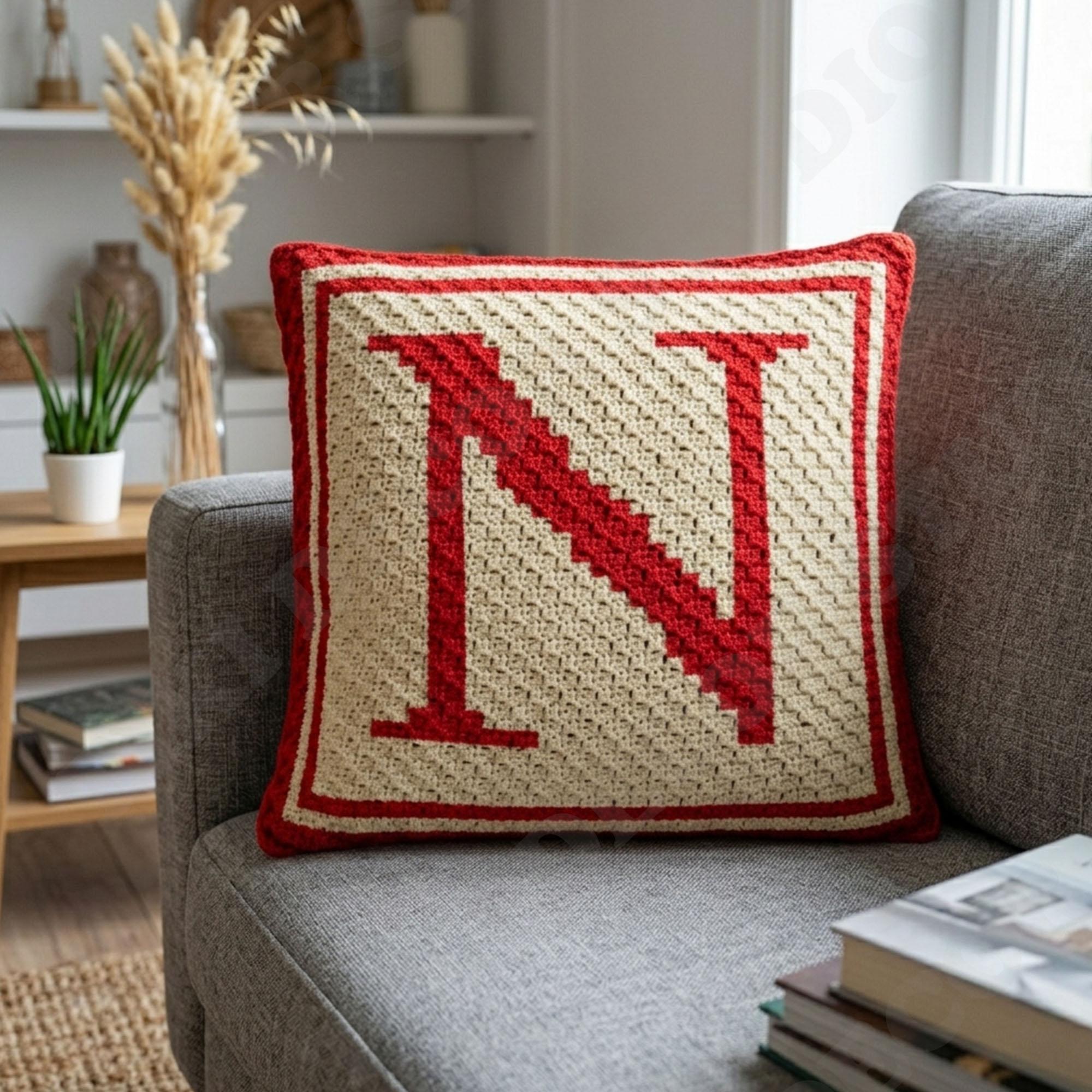 First Letter N Pillow Cover CROCHET PATTERN