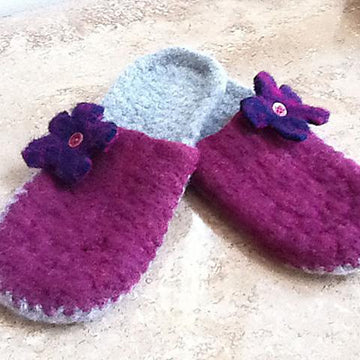 8-Row Felted Slippers, Crochet Scuffies