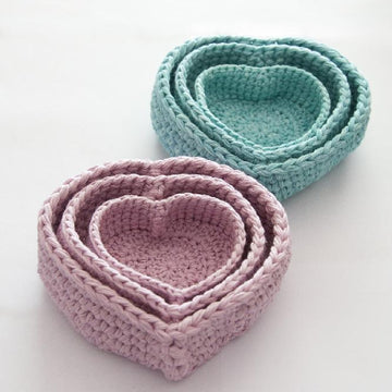 Trio of Heart Nesting Baskets