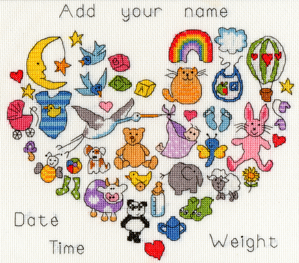 Bothy Threads Baby Heart Cross Stitch Kit - 27cm x 24cm