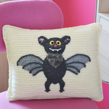 Vampire bat. Sofa cushion. Throw pillow. Halloween. Crochet cushion