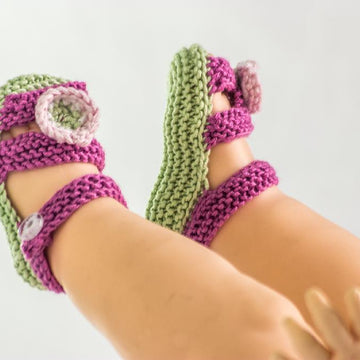 Girls Knit Summer Sandals With Primroses