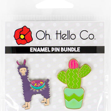 Oh, Hello Co. Oh Hello Enamel Pins 2/Pkg - Cactus & Llama