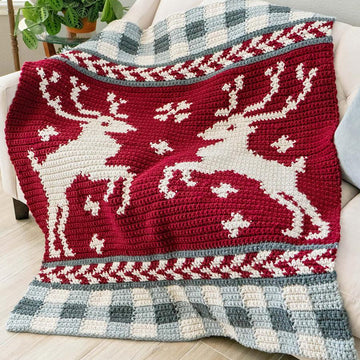 Prancing Deer Crochet Blanket