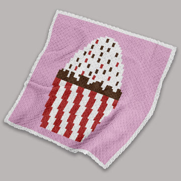 C2C Crochet Pattern Sweet Cupcake Pink White Blanket Baby Crip