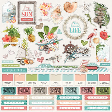 Simple Stories Simple Vintage Coastal Cardstock Stickers 12"X12" - Combo