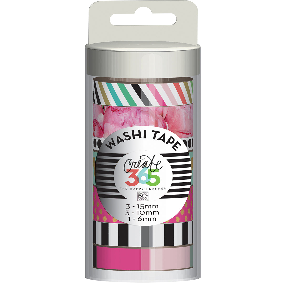 Happy Planner Washi Tape 7/Pkg - Peony Floral