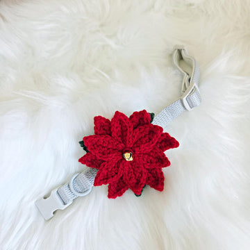Poinsettia Crochet Dog Collar Flower