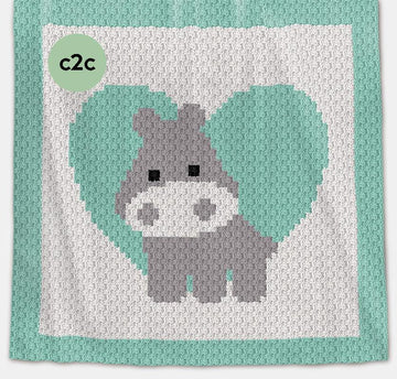 CROCHET C2C Baby Blanket - Love Hippo
