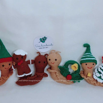 Ginger bread Snail- Crochet pattern- PDF file- English
