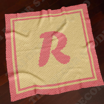 Letter R Name C2C crochet baby blanket pattern | 2 colors design
