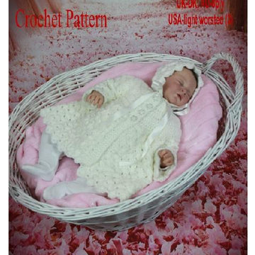 Crochet Pattern baby jacket an hat UK & USA Terms  #335