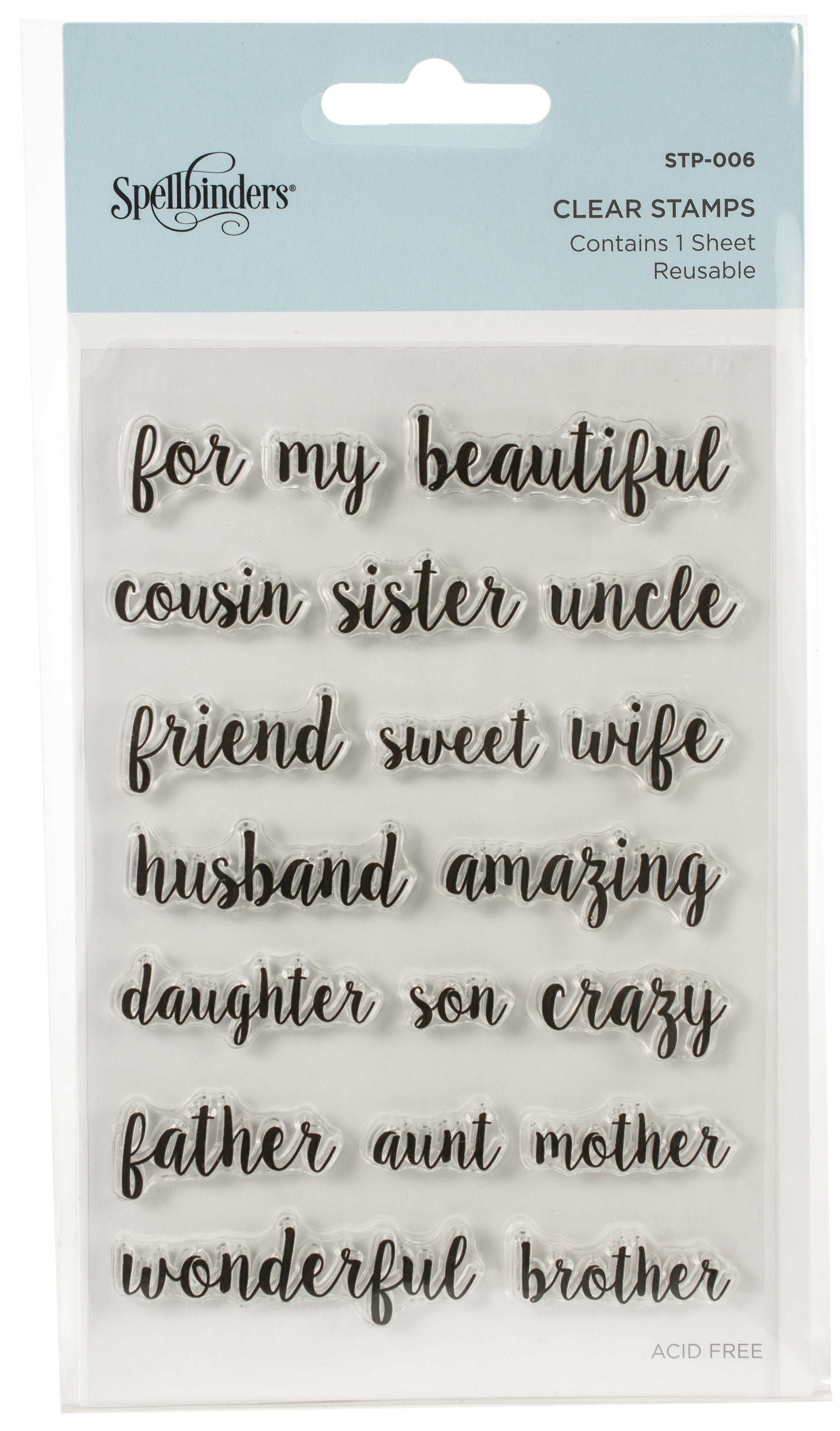 Spellbinders Clear Acrylic Stamps - Family Sentiments