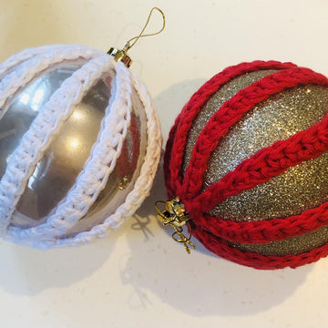 Tartan and stripe Christmas bauble