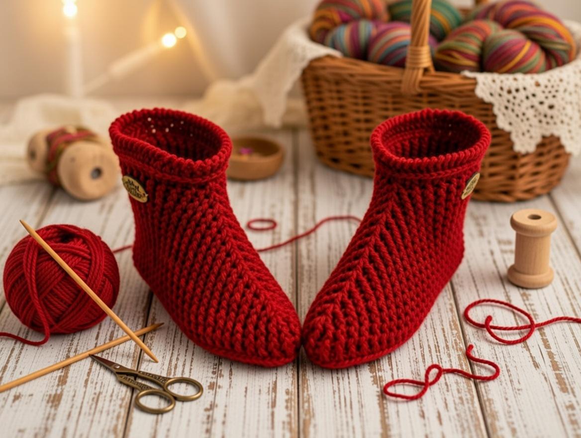 Crochet Slipper Boot Pattern PDF + English Video Tutorial for Women