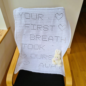 Your first breath took ours away Filet Blanket