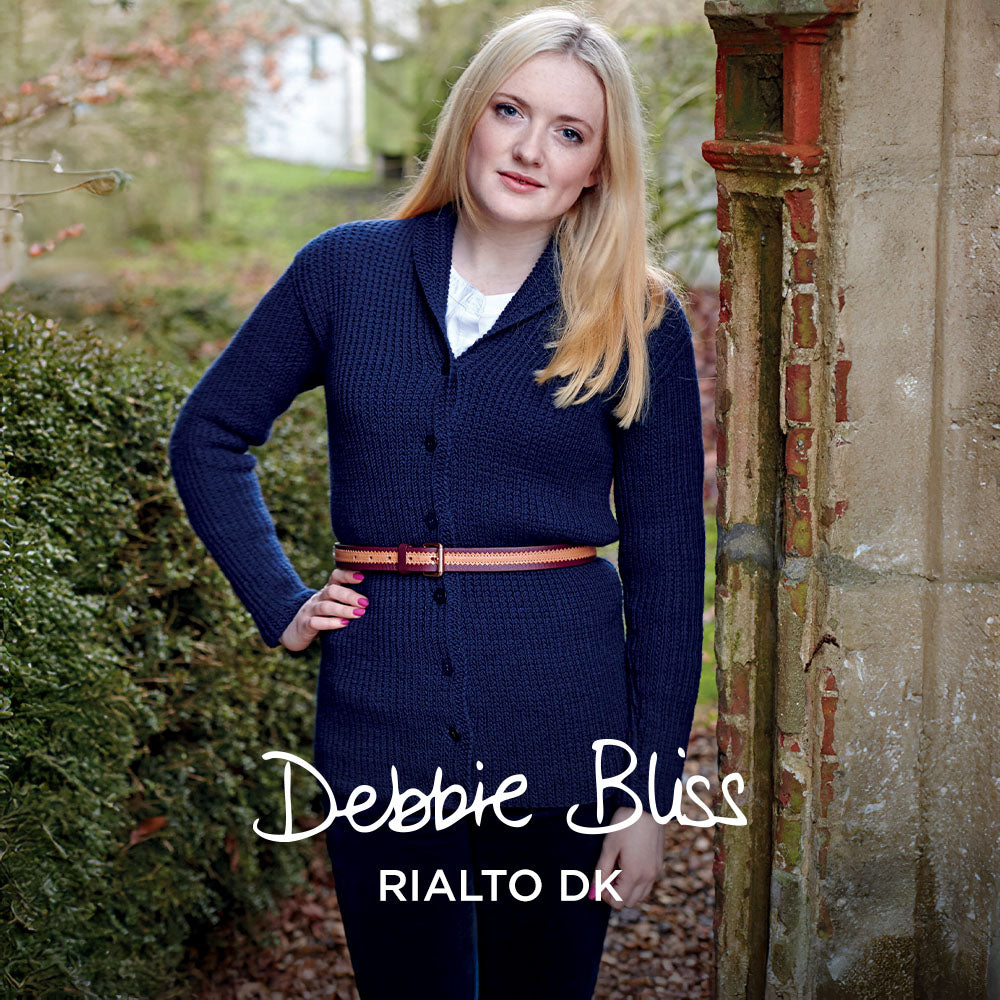 Classic Shawl Collar Cardigan - Knitting Pattern for Women in Debbie Bliss Rialto DK