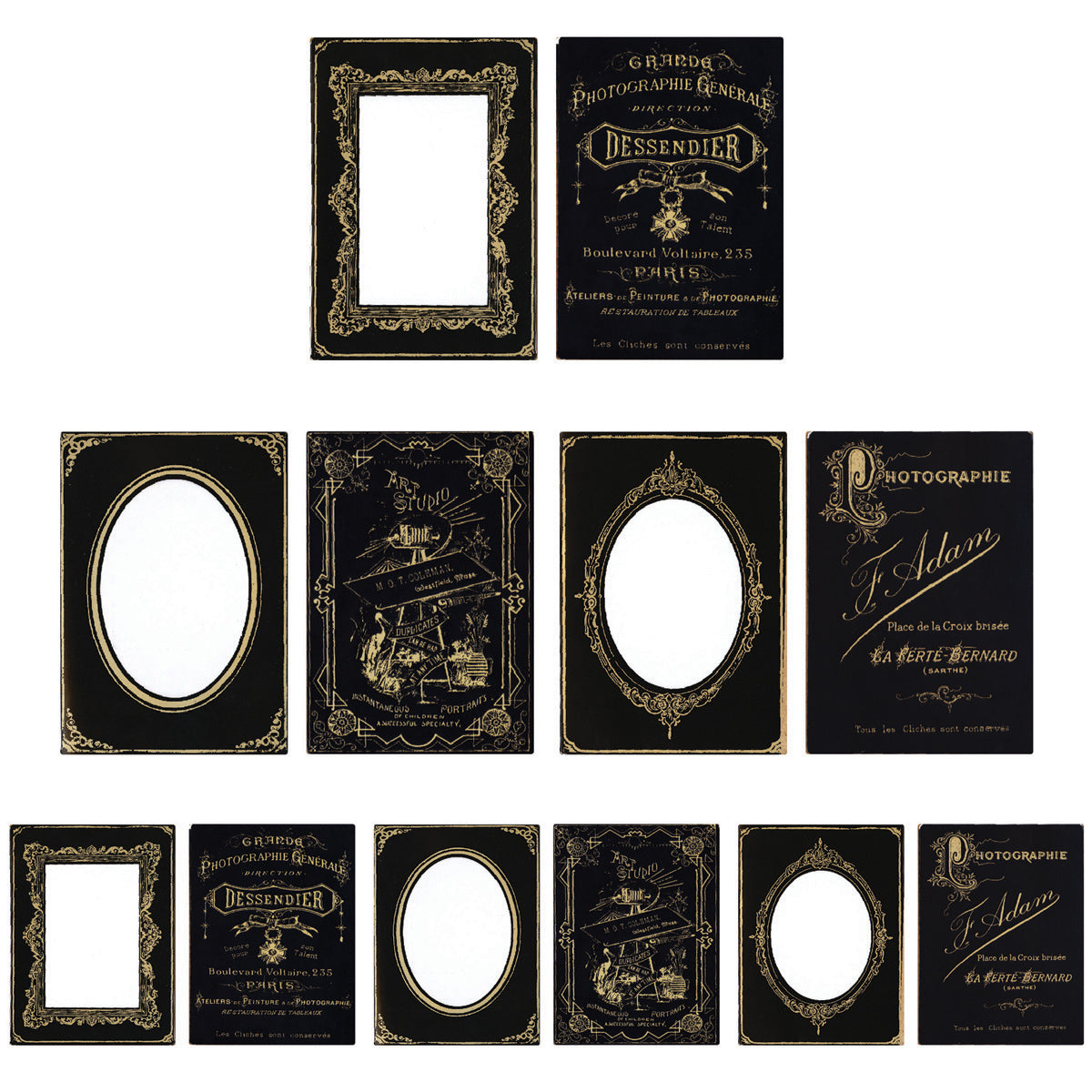 Advantus Idea-Ology Sophisticate Mini Cabinet Cards 6/Pkg - Black/Gold Holds 4"X6" & 3"X4" Photos