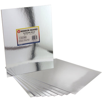 Hygloss Mirror Board 8.5"X11" 10/Pkg - Silver