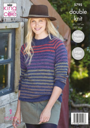 Ladies Round and High Neck Sweaters in King Cole Homespun DK - P5795 - Leaflet
