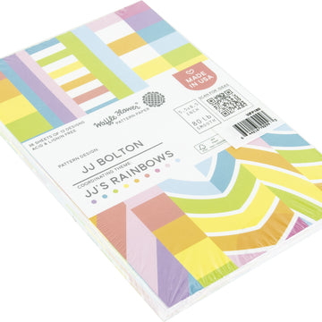 Waffle Flower Crafts Waffle Flower 80lb Single-Sided Paper Pad 5.5"X8.5" 36/Pkg - JJ's Rainbows, 12 Designs/3 Each