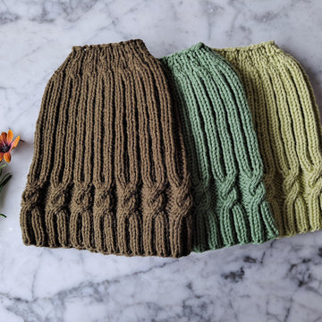Simple Cable Messy Bun Hat