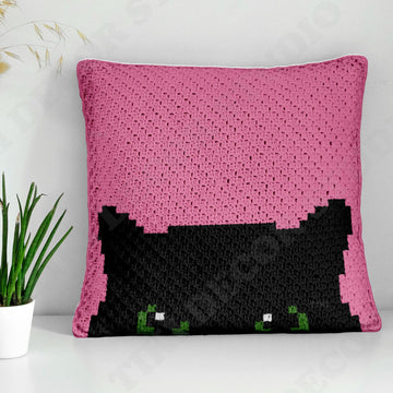 Halloween Cushion C2C Black Cat Pillow CROCHET PATTERN 42x42 Squares