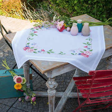 Vervaco Flowers & Butterflies Tablecloth Cross Stitch Kit - 80cm x 80cm